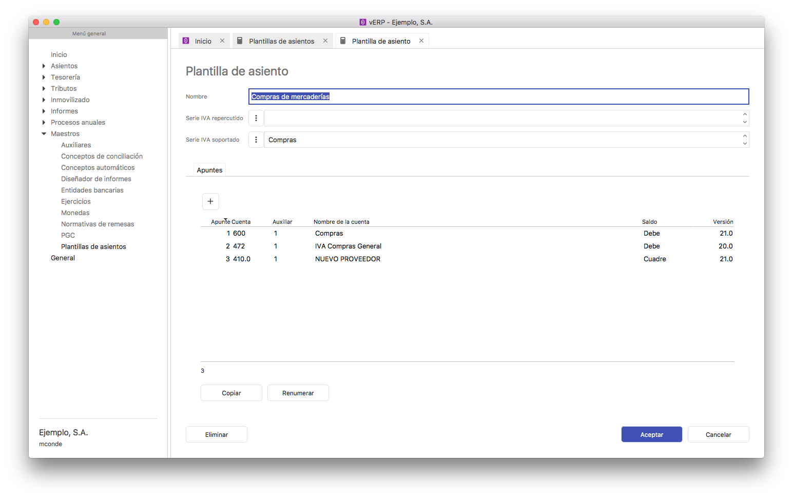 Plantillas de asientos
