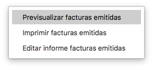 Impresión informes facturas emitidas