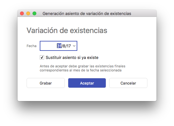 Variación de existencias